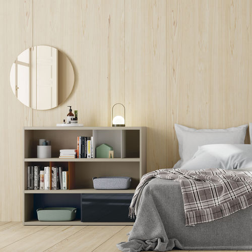 Модульный книжный шкаф - EST106 - VIVE - MUEBLES VERGE S.L. - современный / из лакированной древесины / из стекла
