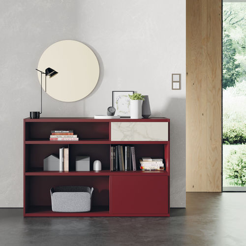 Модульный книжный шкаф - EST111 - VIVE - MUEBLES VERGE S.L. - современный / из лакированной древесины / из стекла