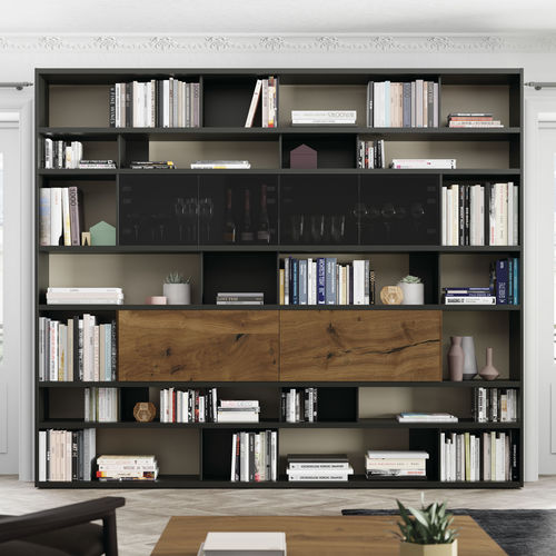 Высокий книжный шкаф - EST114 - VIVE - MUEBLES VERGE S.L. - современный / из лакированной древесины / из состаренного дуба