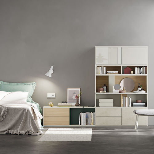 Модульный книжный шкаф - EST119 - VIVE - MUEBLES VERGE S.L. - современный / из лакированной древесины / из дуба