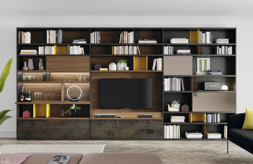 Модульный книжный шкаф - EST123 - VIVE - MUEBLES VERGE S.L. - высокий / современный / из лакированной древесины