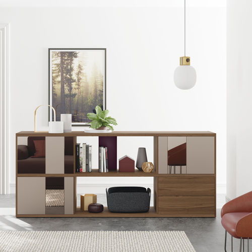 Модульный книжный шкаф - EST124 - VIVE - MUEBLES VERGE S.L. - ширма / современный / из лакированной древесины