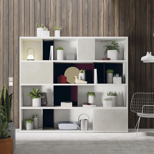 Модульный книжный шкаф - EST125 - VIVE - MUEBLES VERGE S.L. - современный / из лакированной древесины / из керамики