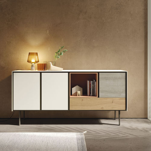 Современный буфет - BOOK 02 - VIVE - MUEBLES VERGE S.L. - из лакированной древесины / из дуба / из стекла