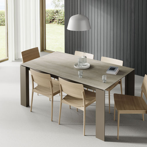 Современный обеденный стол - TAVOLE 103 - VIVE - MUEBLES VERGE S.L. - из керамики / с основанием из лакированного металла / прямоугольный