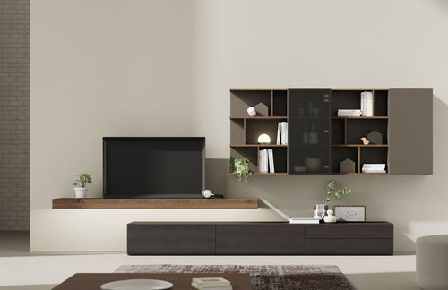 Современная стенка для гостиной - ON SAL&Oacute;N 3 - VIVE - MUEBLES VERGE S.L. - из фанерованной древесины / из матовой лакированной древесины / из натурального дуба