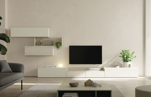 Современная стенка для гостиной - ON SAL&Oacute;N 7 - VIVE - MUEBLES VERGE S.L. - из фанерованной древесины / из матовой лакированной древесины / с выдвижным ящиком