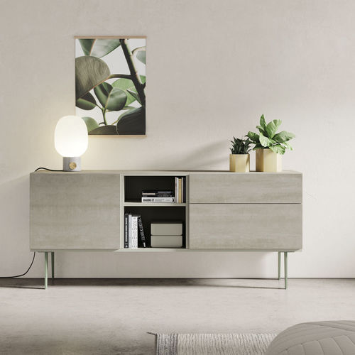 Современный буфет - ON APARADOR 1 - VIVE - MUEBLES VERGE S.L. - из матовой лакированной древесины / из керамики / с полкой