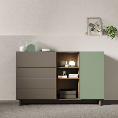 Современный буфет - ON APARADOR 11 - VIVE - MUEBLES VERGE S.L. - из матовой лакированной древесины / из натурального дуба / с полкой