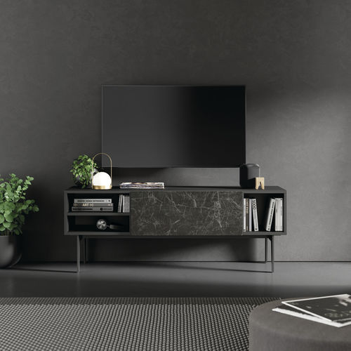 Современная тумба под телевизор - COMPACT SALON 2 - VIVE - MUEBLES VERGE S.L. - с выдвижными ящиками / со встроенным ящиком / из матовой лакированной древесины