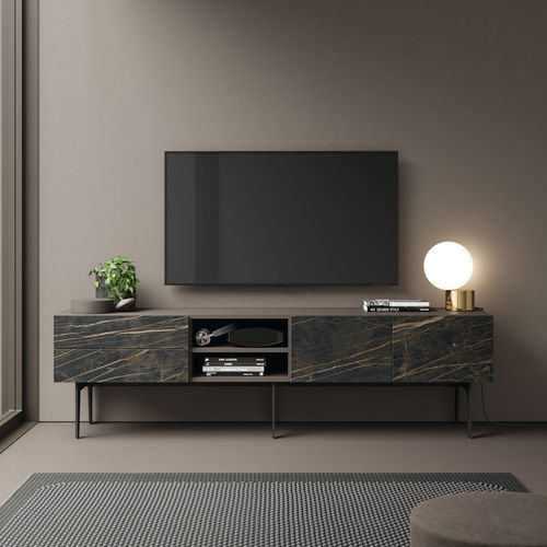 Современная тумба под телевизор - COMPACT SALON 8 - VIVE - MUEBLES VERGE S.L. - с выдвижными ящиками / со встроенным ящиком / из матовой лакированной древесины