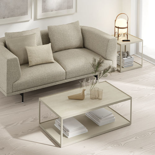 Современный вспомогательный столик - KUB 3 - VIVE - MUEBLES VERGE S.L. - из лакированной МДФ / с основанием из лакированного металла / прямоугольный