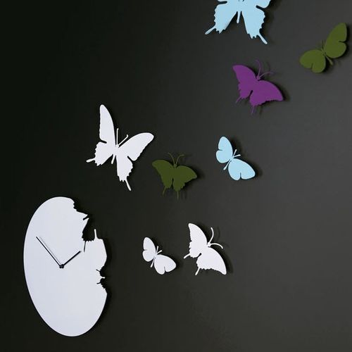 Современный часы - BUTTERFLY - DIAMANTINI & DOMENICONI - настенный / аналоговый / из металла