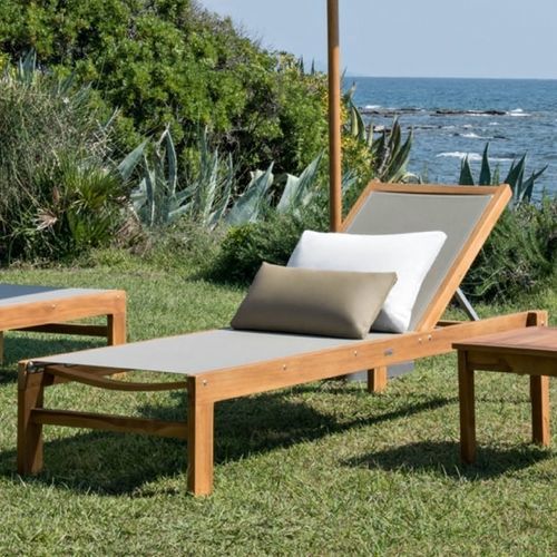 Современный садовый шезлонг - IBIZA - VLAEMYNCK - из полотна / из тикового дерева / из алюминия