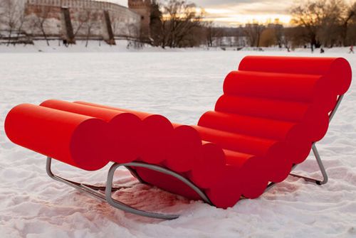 Современный садовый шезлонг - WIGGLEWORM - SIXINCH Furniture - Design - Foamcoating - из полорона высокой плотности / из стали / для интерьера