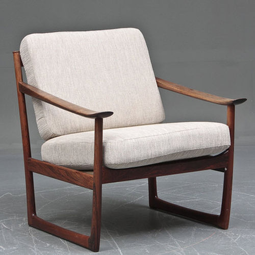 Кресло скандинавский дизайн - 1960-69 - paere dansk - из ткани / из розового дерева / бежевое