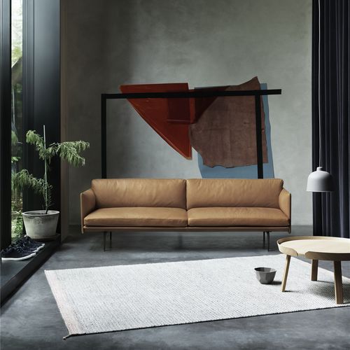 Диван скандинавский дизайн - OUTLINE - Muuto - из кожи / коричневый / 2 места