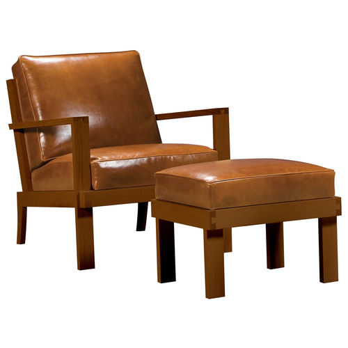 Классическое кресло - CORONADO : OCEAN BLVD CL-8780-CH - STICKLEY - из кожи / из дерева / с опорой для ступней