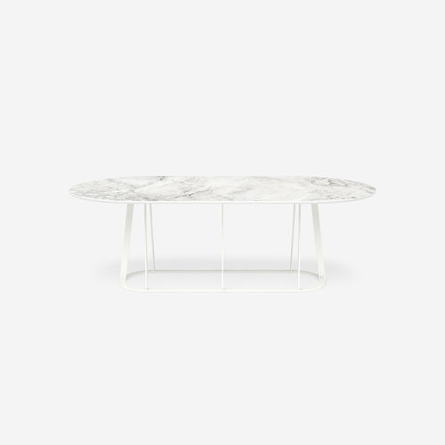 Современный обеденный стол - Plat-O Flat-Oval 8 - HALDANE - из Dekton® / с основанием из нержавеющей стали / овальный