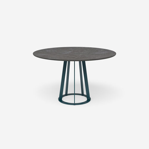 Современный обеденный стол - Plat-O Round 5 - HALDANE - из Dekton® / с основанием из нержавеющей стали / круглый