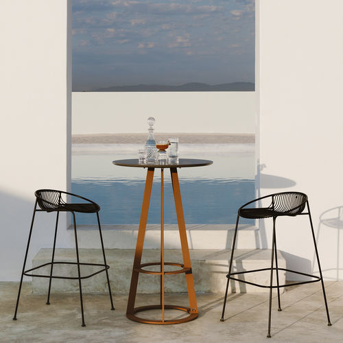 Современный высокий стол для еды стоя - Plat-O - HALDANE - из Dekton® / с основанием из нержавеющей стали / круглый