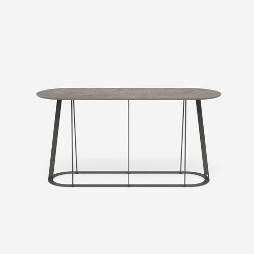 Современный стол-консоль - Plat-O Server Medium - HALDANE - из Dekton® / с основанием из нержавеющей стали / овальный