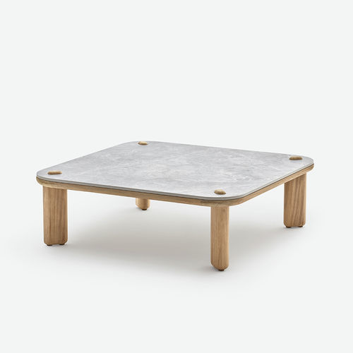 Современный журнальный столик - KNOPPIE SMALL - HALDANE - из Dekton® / с основанием из ироко / квадратный