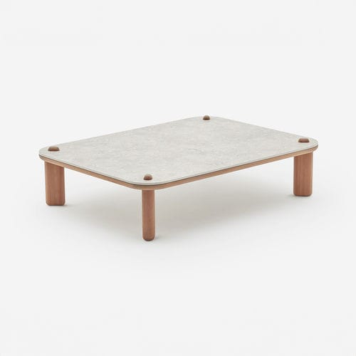 Современный журнальный столик - KNOPPIE MEDIUM - HALDANE - из Dekton® / с основанием из ироко / прямоугольный