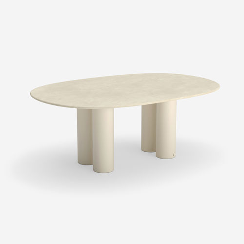Современный обеденный стол - Dombolo 6 - HALDANE - из Dekton® / с лакированным основанием из нержавеющей стали / овальный