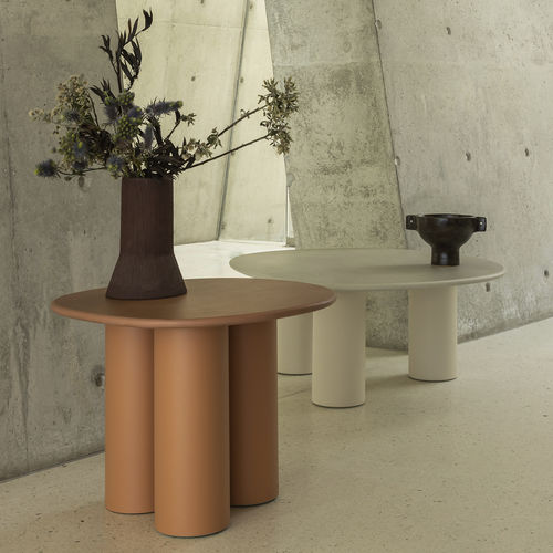 Современный вспомогательный столик - Dombolo Small - HALDANE - из Dekton® / с лакированным основанием из нержавеющей стали / круговой