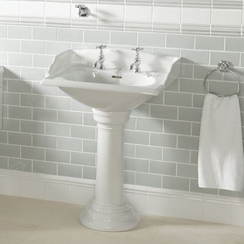 Раковина на ножке - 240.06352 + 240.06412 - Aqua Prestige - из фарфора / с умягчителем воды / овальная
