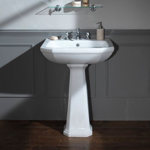 Раковина на ножке - 240.09601.WH & 240.09603.WH + 240.09620.WH - Aqua Prestige - из фарфора / с умягчителем воды / 1 отверстие