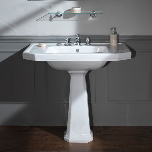 Раковина на ножке - 240.09821.WH & 240.09620.WH - Aqua Prestige - из фарфора / с умягчителем воды / прямоугольная