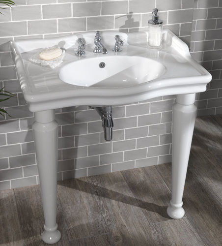 Раковина на ножке - LOXLEY - Aqua Prestige - из фарфора / 1 отверстие / 3 отверстия