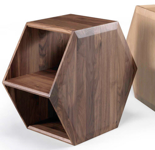 Современный вспомогательный столик - HEXA - Wewood - Portuguese Joinery - из дуба / из орехового дерева / из цельной древесины