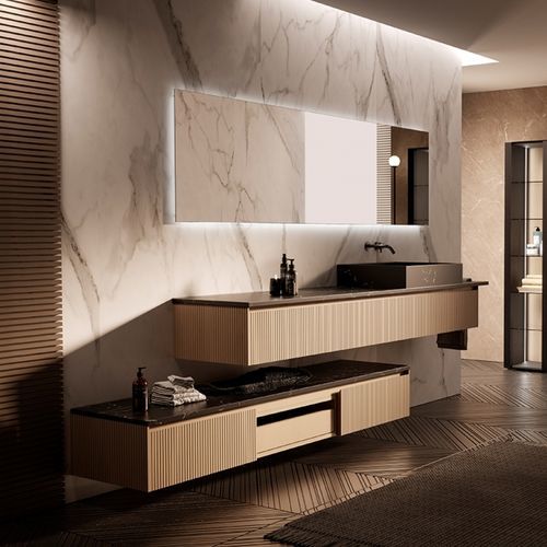 Подвесная тумба под умывальник - 01 - Mi baño - из стекла / из камня / современная