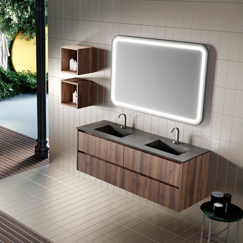 Двойная тумба под умывальник - 02 - Mi baño - подвесная / из дерева / современная