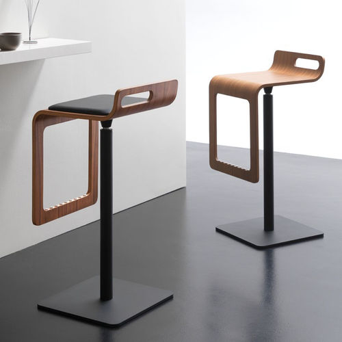 Современный барный табурет - SGABY - RICCARDO RIVOLI Design - из кожи / из дерева / с опорой для ступней