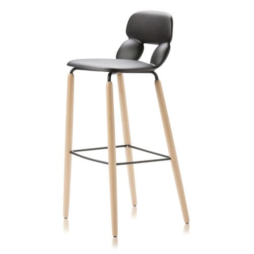 Современный барный табурет - NUBE W SG 80 - CHAIRS & MORE - из полиуретана / с основанием из бука / с основанием из окрашенного металла