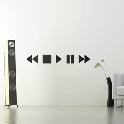 Виниловая настенная клейкая этикетка - STOP PAUSE PLAY 	 - Paristic