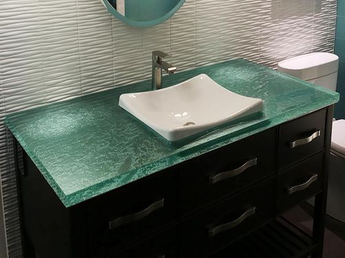 Столешница для раковины из стекла - CUSTOM BUILDERS - ThinkGlass - переработанная / по индивидуальному заказу / с подсветкой изнутри