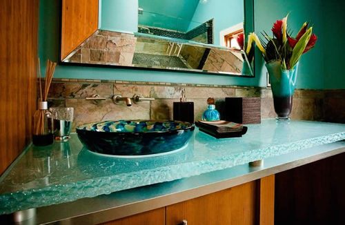 Столешница для раковины из стекла - POOLSIDE POWDER ROOM - ThinkGlass