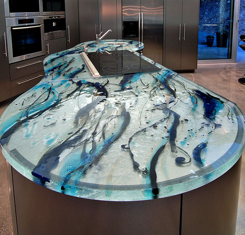 Рабочая поверхность из стекла - OCEAN INSPIRATION - ThinkGlass - для кухни / полированная / с круглым краем