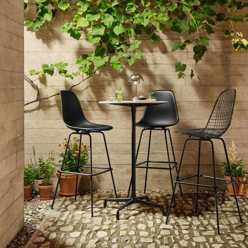 Современный высокий стол для еды стоя - vitra - из дерева / с основанием из хромированного металла / круглый