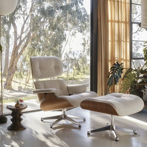 Современное кресло - EAMES - vitra - из ткани / из кожи / из орехового дерева
