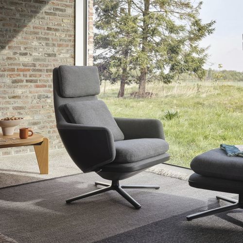 Современное кресло - vitra - из кожи / из литого алюминия / со съемной подушкой