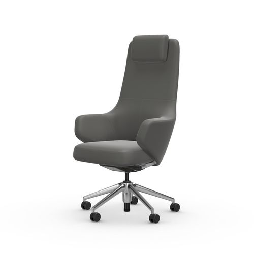 Современное директорское кресло - GRAND - vitra - из кожи / из полированного алюминия / с подголовником