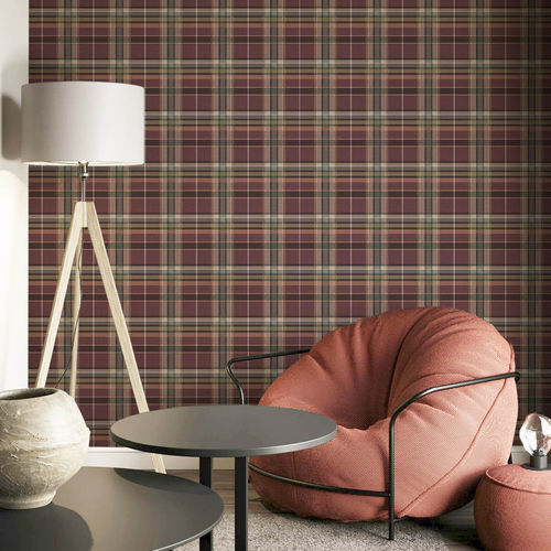 Современный обои - BOTANY HOUSE : TARTAN - Parato - c геометрическим рисунком / в полоску / имитация ткани