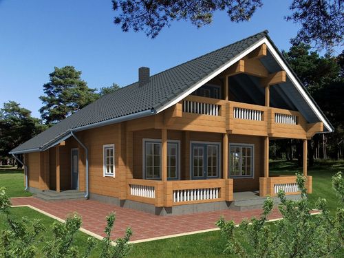 Сборный дом - SIREL - PALMATIN Ltd. - из штабелированного массивного лесоматериала / экологический / современный