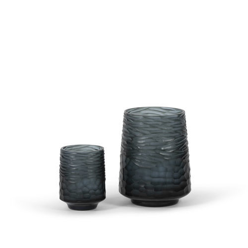 Современная ваза - SMOKE BLUE CONICAL - DEKOCANDLE - из стекла / ручной работы / синяя